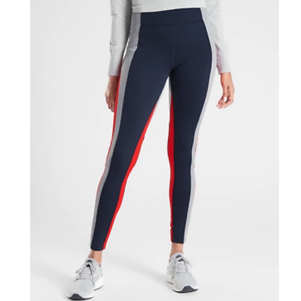 Athleta Crest Color-block Tight in Navy XXS